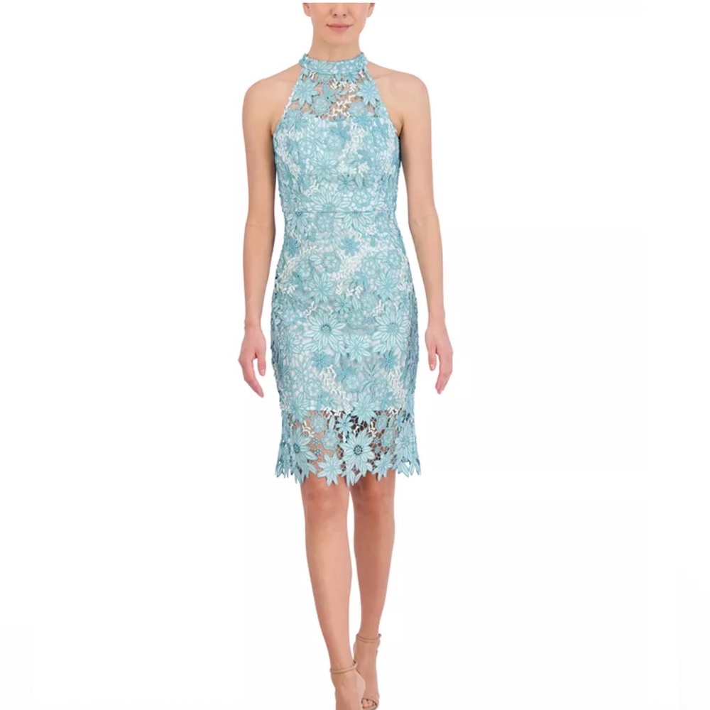 Eliza J Green Halter Sheath Midi Dress